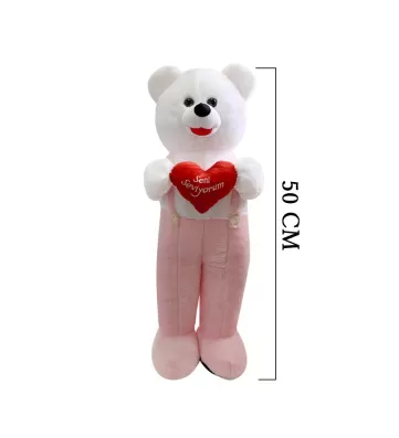 Kalpli Tulumlu Ayı 50 cm Pembe