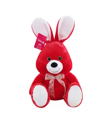 OTURAN SEVİMLİ TAVŞAN 30 CM KIRMIZI