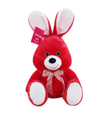 OTURAN SEVİMLİ TAVŞAN 37 CM KIRMIZI