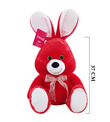 OTURAN SEVİMLİ TAVŞAN 37 CM KIRMIZI
