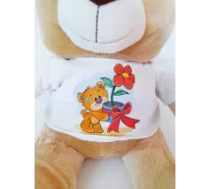 BASKILI T-SHIRTLÜ PELUŞ AYICIK KAHVERENGİ 37 CM