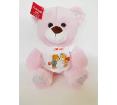 BASKILI T-SHIRTLÜ AYI PEMBE 30 CM