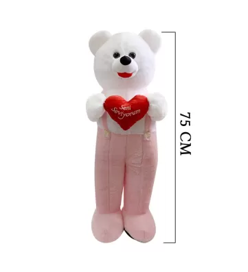 Kalpli Tulumlu Ayı 75 cm Pembe 