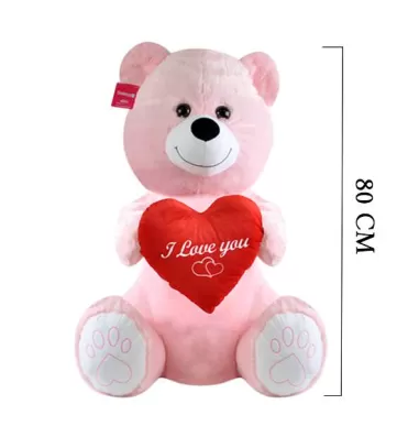 Kalpli Ayı 80 cm Pembe