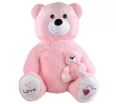 Yavrulu Ayı 95 cm Pembe