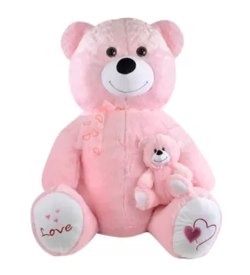 Yavrulu Ayı 95 cm Pembe