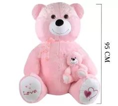 Yavrulu Ayı 95 cm Pembe