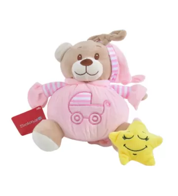 Müzikli Şapkalı Ayı 19 cm Pembe