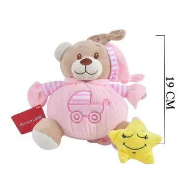 Müzikli Şapkalı Ayı 19 cm Pembe