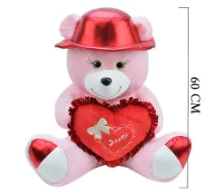 Şapkalı Ayı 60 cm Pembe