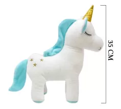 Unicorn Figürlü Yastık 35 cm Mavi 
