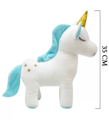 Unicorn Figürlü Yastık 35 cm Mavi