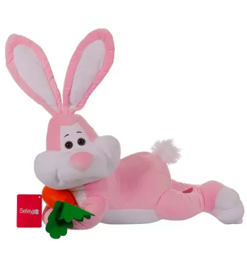 Yatan Tavşan 55 cm Pembe