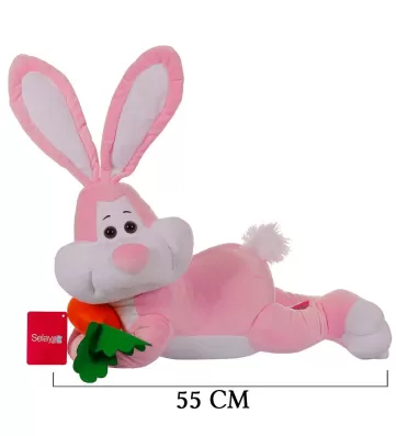 Yatan Tavşan 55 cm Pembe